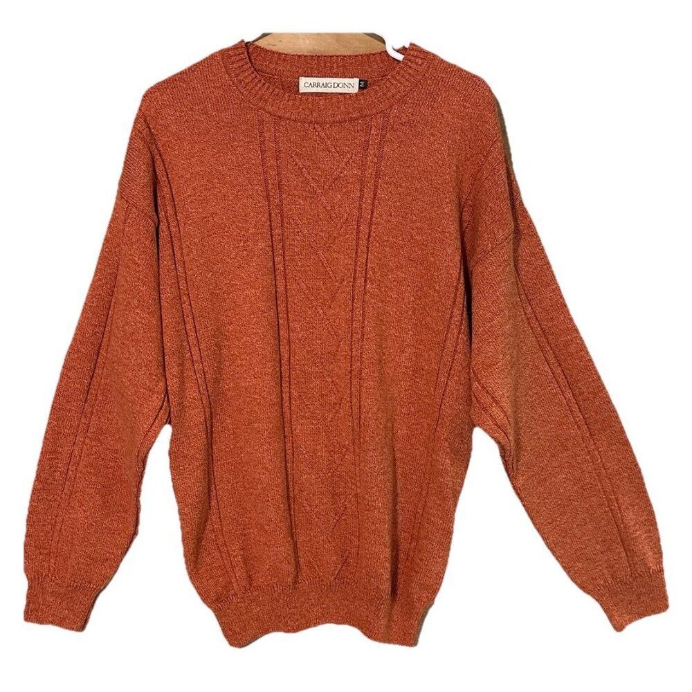 Vintage Carraig Donn Irish Wool Cable Knit Sweater Crew Pullover Ireland Size M